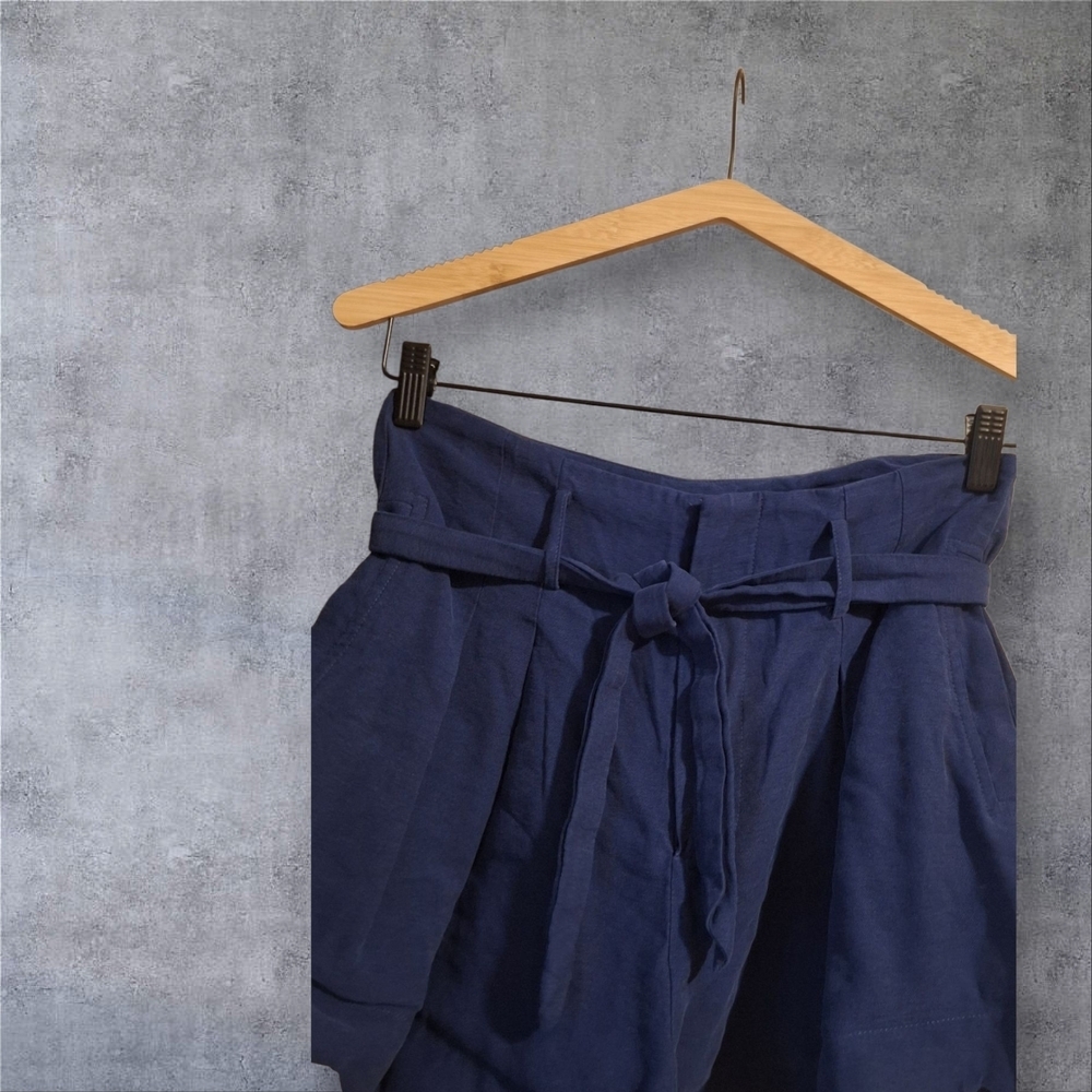 Skies Are Blue High Waist Blue Shorts with Pleated Design